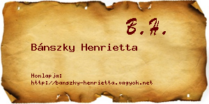 Bánszky Henrietta névjegykártya