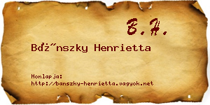 Bánszky Henrietta névjegykártya